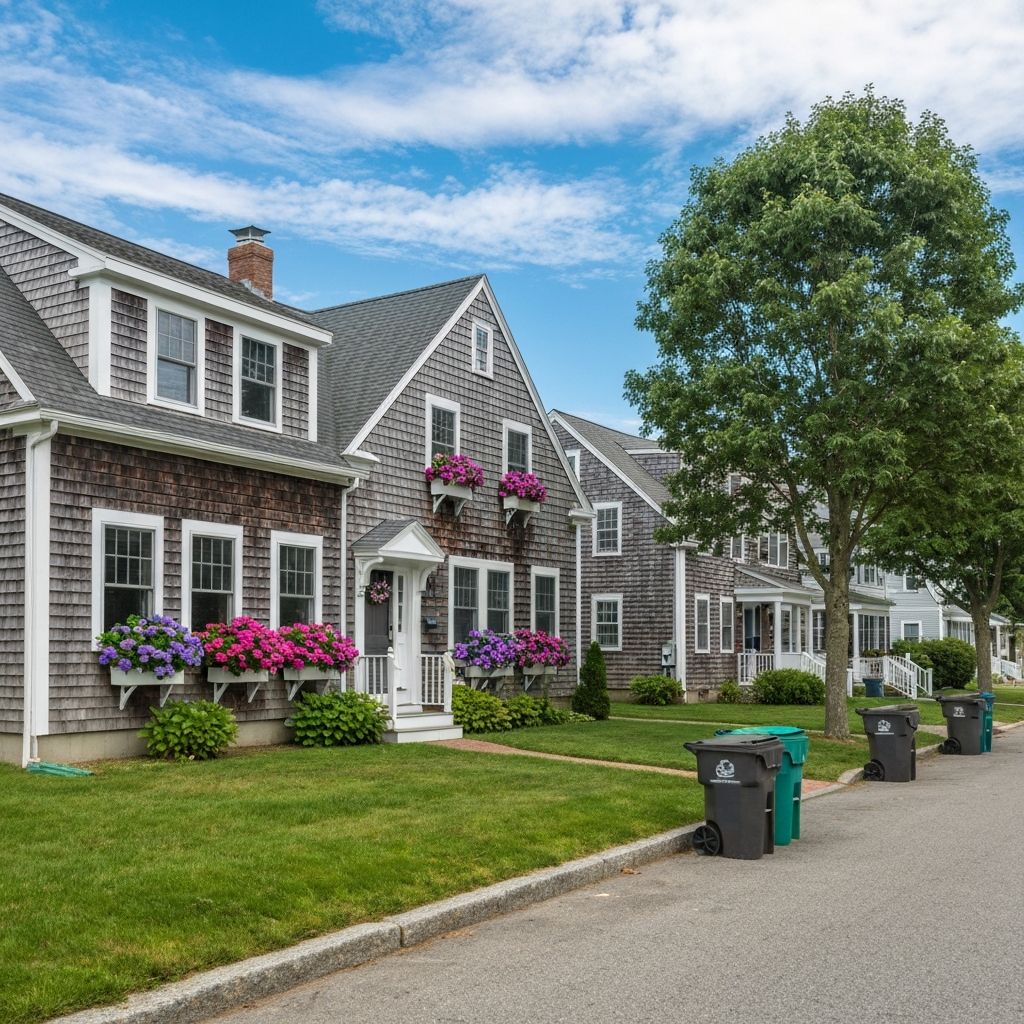 Cape Cod neighborhood with charming shingle-style homes